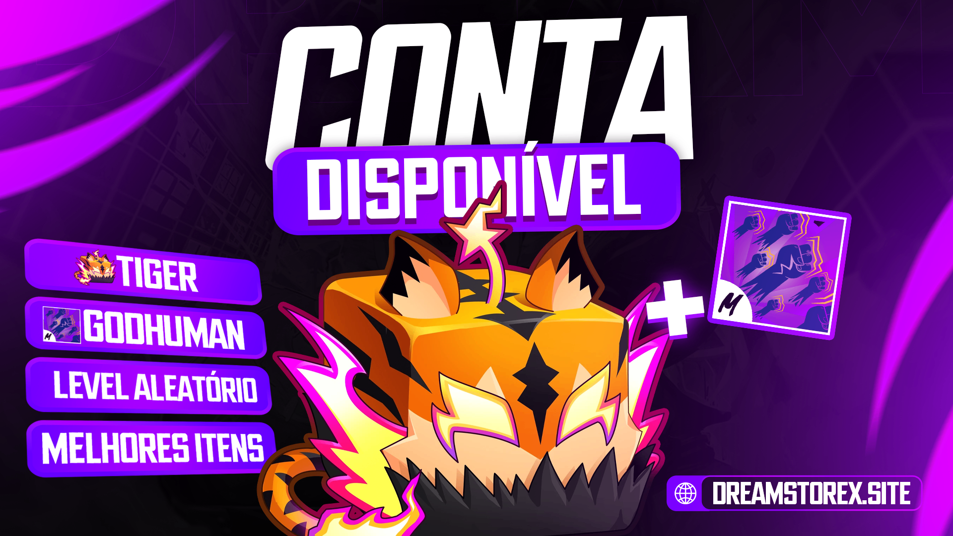 🐯 CONTA TIGER + GODHUMAN + LEVEL ALEATÓRIO!