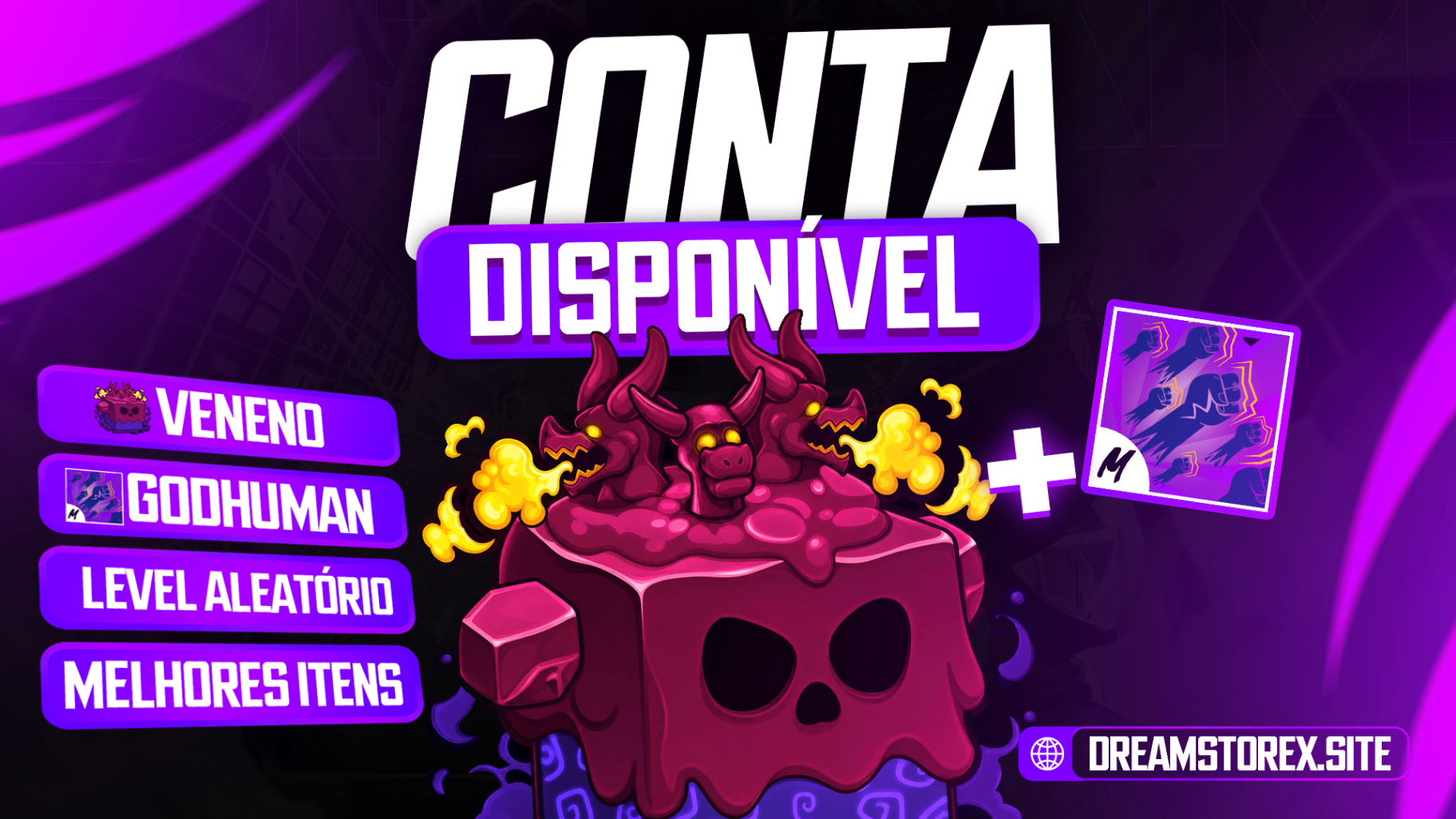 ☠️ CONTA VENENO + GODHUMAN + LEVEL ALEATÓRIO!