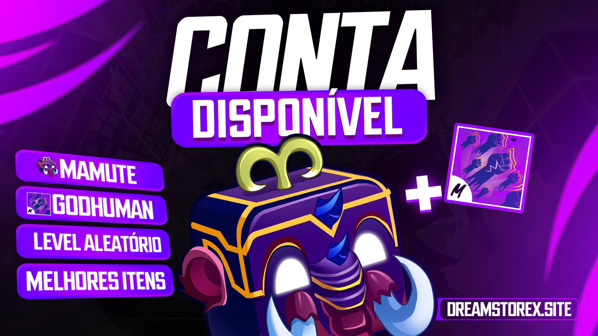 🐘 CONTA MAMUTE + GODHUMAN + LEVEL ALEATÓRIO!